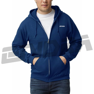 เสื้อฮู้ดซิปสีน้ำเงินกรมท่า สไตล์คลาสสิก ผ้าเนื้อนุ่ม ทนทาน ทรงหลวม ใส่สบาย เหมาะสำหรับใส่ทุกวัน ทั้งผู้ชายและผู้หญิง สวมใส่ได้ทุกฤดู - Product Image 1