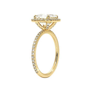 Bague en Moissanite 2 carats taille Asscher avec halo caché en or rose - Product Image 5