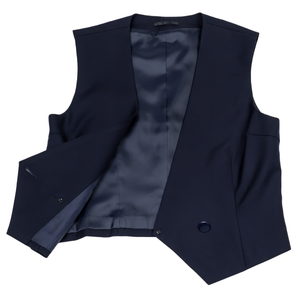 Traditional Japan Style Notched Collar Woven Fabric <b>Winter</b> Blue School Uniform Waistcoat Designer Brand Stylish <b>Women</b> <b>Vest</b> - Product Image 1