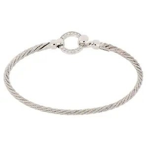 Ashion-pulsera redonda de circonia cúbica para mujer, brazalete de tubo de cable hecho a mano, joya de diseño encantador