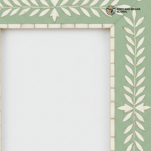Marco de fotos con incrustaciones de hueso verde hecho a mano Diseño moderno de mosaico a rayas - Product Image 5