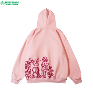 Nouveauté : Sweat-shirts à capuche unisexes 100 % coton avec fermeture éclair, quantité en gros, impression personnalisée en relief, 400 GSM, molleton fantaisie, French Terry - Product Image 2