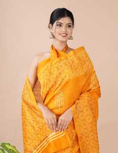 ที่กำหนดเองทำในสีฟ้าและสีดำผ้าไหมหน้าจอพิมพ์และบล็อกพิมพ์ Sarees เหมาะสามารถกำหนดเองทำในพิมพ์ของคุณ - Product Image 5