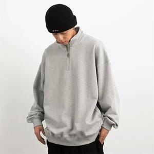 2025 Vintage Stand Collar Pullover Hoodie para hombres moda coreana Casual sudaderas con diseño de media cremallera para verano - Product Image 2