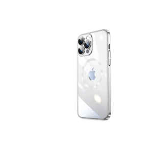 Étui de chargement sans fil Netzy Luxury pour MagSafe pour iPhone 14 Pro, coque rigide antichoc en PC argenté avec finition électrolytique pour XR - Product Image 1