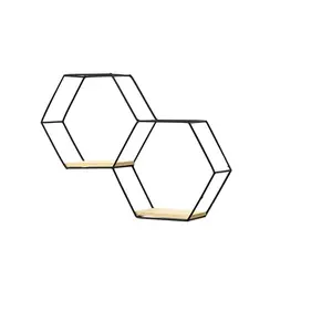 Horloge murale moderne en métal Décoration murale Pièces de décoration de la maison Arts muraux en métal de luxe de haute qualité pour la forme hexagonale et l'utilisation suspendue - Product Image 1