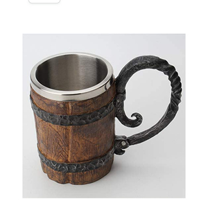 Vente en gros de chopes à bière en bois et acier pour restaurant Viking Tasses à bière et à vin avec poignée pour vaisselle Accessoires de bar - Product Image 3