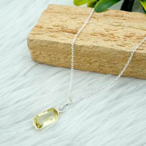 925 plata esterlina elegante cuarzo facetado joyería AAA + CALIDAD genuino limón cuarzo piedra preciosa collares colgantes hechos a mano - Product Image 2