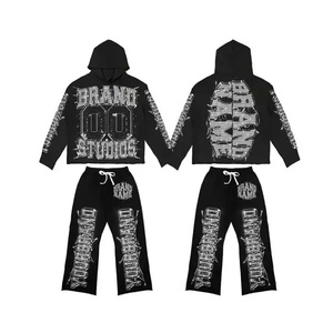 เสื้อวอร์มผ้าฝ้าย100% เต็มตัวแห้งเร็วพิมพ์ลายพลอยเทียมระบายอากาศได้ดีใส่ได้ทั้งชายและหญิงเสื้อผ้าขนาดใหญ่สำหรับฤดูหนาว - Product Image 5