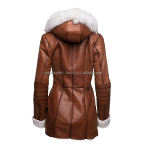 2026 Hot Selling Real Brown <b>Sheepskin</b> Leather Regular Hood Women's 100% High Quality Breathable Waterproof Winter Fashion <b>Jacket</b> - Product Image 2