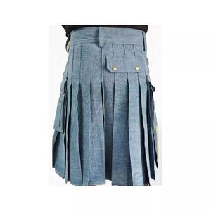 Kilt écossais classique de haute qualité en velours côtelé jaune et noir, 8 yards, motif royal Stewart uni pour hommes - Product Image 4