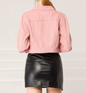 2025 femmes vêtements d'été coupe ajustée boutonné manches longues décontracté Streetwear recadrée Denim vestes OEM veste en jean personnalisé - Product Image 2