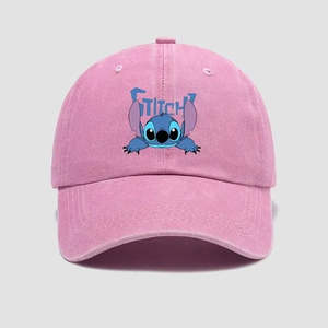 Casquette de baseball unisexe Disney Stitch de haute qualité, 5 panneaux, en sergé, visière incurvée, style ethnique sportif de luxe, motif feuille, léopard, pois - Product Image 4