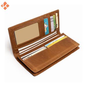 กระเป๋าสตางค์ผู้ชายหนังแท้บางยาวมีช่องเปิดปิดมีช่องใส่บัตรเงินสดลายทางและซับโพลีเอสเตอร์ - Product Image 6