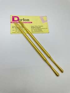 Outil de nettoyage des ongles en acier inoxydable plaqué or mat poussoir à cuticules à double extrémité couteau cuillère longue jauge incurvée - Product Image 2