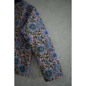 Chaqueta Acolchada con Botones, Estampado Floral Tejido a Mano en Algodón, Ligera, Cálida, de Manga Larga, Reversible, Ecológica, para Invierno - Product Image 3