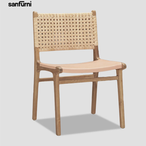 Silla comedor de ratán con asiento de tela estilo minimalista moderno para silla de salón precio al por mayor - Product Image 5