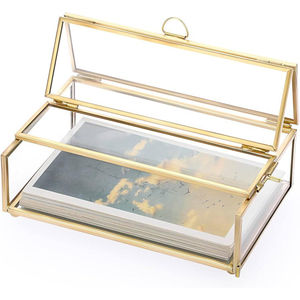 Wholesale Vintage Rectangular Glass Jewelry <b>Box</b> With Metal Frame High Quality Clear Glass <b>Trinket</b> Keepsake Display Organizer - Product Image 6