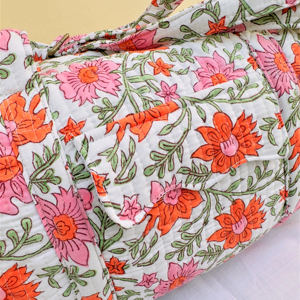 กระเป๋าเดินทางผ้าคอตตอนพิมพ์ลายสำหรับผู้หญิงกระเป๋าผ้านวมสไตล์วินเทจสไตล์โบโฮสำหรับใช้ในชีวิตประจำวันออกแบบโลโก้ได้ตามต้องการ - Product Image 2