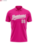 T-shirt décontracté à manches courtes pour femme, en maille tricotée respirante, couleur personnalisée rose clair-blanc 3D