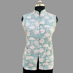 Hecho a mano Vintage Boho acolchado sin mangas botón chaleco algodón orgánico estilo indio chaqueta de invierno para mujeres uso como ropa exterior - Product Image 1