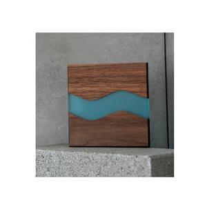 Juego de posavasos redondos de madera y resina de 4 piezas con soporte posavasos de color rosa para bebidas con soporte - Product Image 2