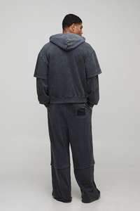 Poche avant Design Hiver Surdimensionné Poids lourd 500Gsm 100% Coton Lavé à l'acide Impression personnalisée Vêtements pour hommes Zip Up - Product Image 3