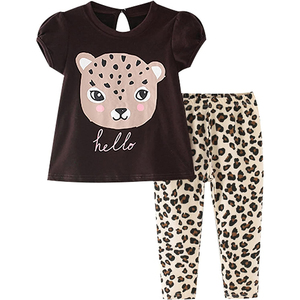 Ensemble de survêtement 2 pièces pour filles, t-shirt court et Short, ensemble en coton solide pour filles - Product Image 6