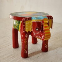 Tabouret éléphant en bois fabriqué à la main-Table d'appoint décorative traditionnelle peinte à la main meubles de console en incrustation d'os pour la maison, la chambre