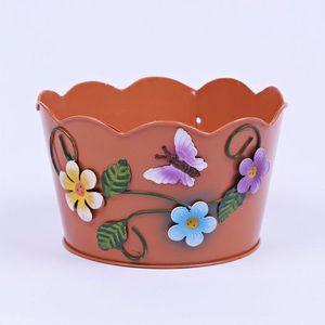 Best Price Indian Galvanized Metal Buckets Wooden Handle Farmhouse Decorative Garden Decoration for <b>Nursery</b> Flower Pots Planters - Product Image 3