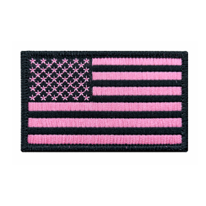 Patch drapeau américain ruban rose avec support Velcro, accessoire brodé en tissu pour chapeau - Product Image 1