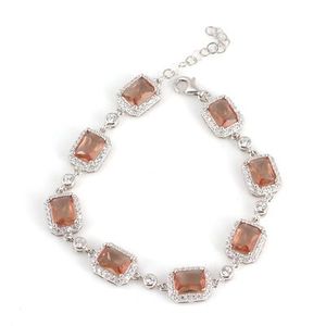 Pulsera de Plata de Ley 925 con Piedra de Zultanita Rectangular, Cadena Fina, Joyería para Uso Diario de Mujer - Product Image 1