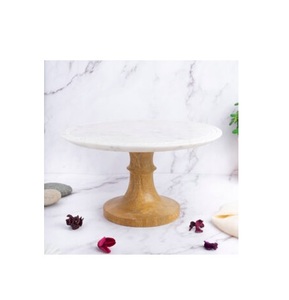 Décoration de table Support pour aliments et fruits Présentoir de cuisine européen Décoration de table à dessert Support pour gâteau en marbre avec socle en bois - Product Image 2