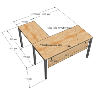 Bureau en L exécutif en contreplaqué avec pieds en fer et design minimaliste - Mobilier de bureau durable (fini mélaminé) - Product Image 3
