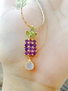 Pendentif en argent Sterling 925 plaqué or avec pierres précieuses florales à la mode - Product Image 5