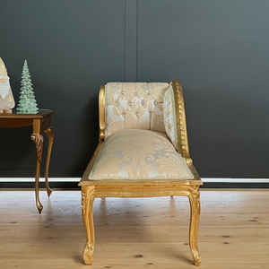 เก้าอี้พักผ่อนสไตล์ฝรั่งเศสแบบหลุยส์ ทำจากไม้มะฮอกกานีคุณภาพสูง ตกแต่งด้วยสีทอง สำหรับใช้ภายในอาคาร - Product Image 2