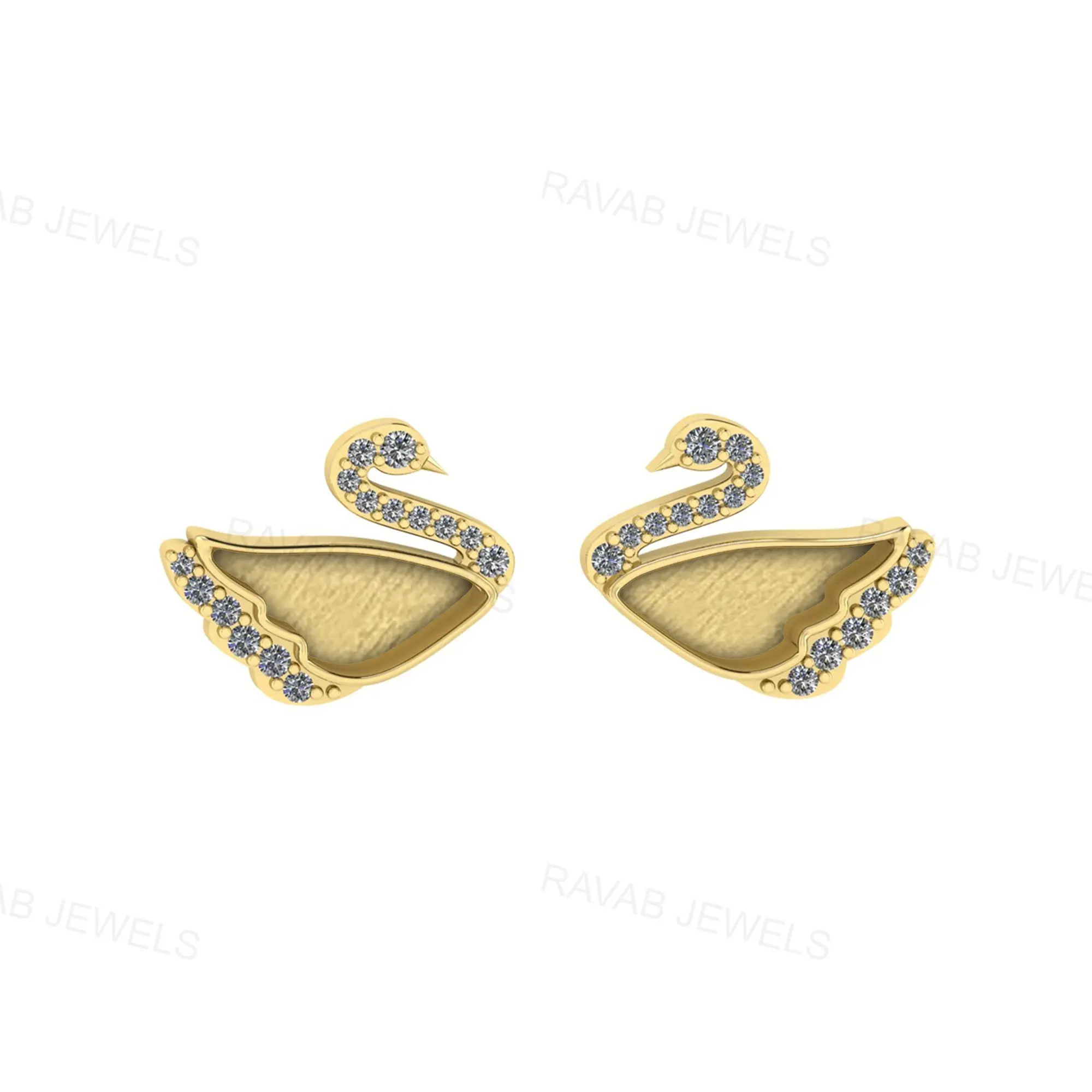 Good Quality Trendy Swan Zircon Stud Earring Resin Ashes Luxury Wedding Anniversary Engagement Gift Women Jewelry Manufacture