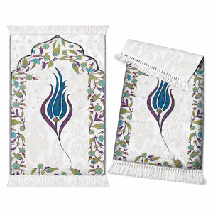 Alfombra de Oración Infantil, Suave, Azul, con Diseño de Tulipán, Alfombra de Oración Islámica Portátil para Niños y Niñas, Regalo para Ramadán y Eid - Product Image 4