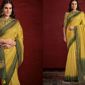 Nueva colección de Sari de seda étnica de diseñador con patrón floral para ropa de fiesta, incluidos pañuelos elegantes para adultos - Product Image 1