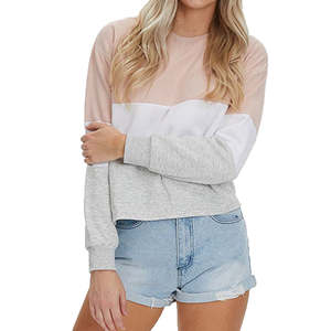 Sweat-shirts pour femmes personnalisés brodés, impression en relief, col rond uni, pull en coton gaufré, sweat-shirt à col rond surdimensionné pour femmes - Product Image 5