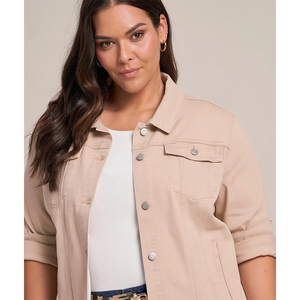 แจ็กเก็ตยีนส์วินเทจสำหรับผู้หญิงแจ็กเก็ตผ้าเดนิมวินเทจแบบกลับด้านได้ - Product Image 2