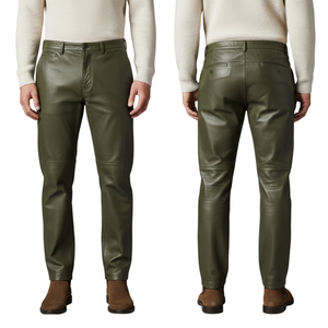 Pantalons en cuir noir pour hommes, tendance, légers, en toile, pour l'hiver, fermeture à boutons, vente en gros, sur mesure, streetwear - Product Image 2