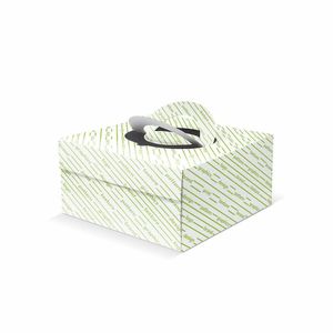 Boîte à gâteau Mod Smile avec poignées et fenêtre en plastique 25x25x12 cm - Matériaux recyclés personnalisés - Product Image 1