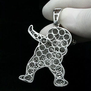 Joyería fina redonda VVS Lab crecido diamante Panda personalizado joyería fina colgantes y dijes Iced Out 10K colgante de oro sólido - Product Image 3