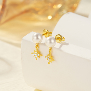 Pendientes ROXI S925 de Plata de Ley con Circonita, Pétalos, Triple Cristal, Concha, Perla y Estrella para Mamá, Mujeres y <span class=keywords><strong>Niñas</strong></span> - Product Image 3