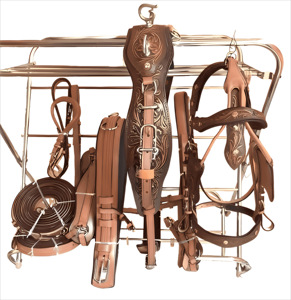 Arnés de Conducción de Cuero Marrón Vintage con Acabado Antiguo. Arnés Acolchado para un Caballo para Conducción Tradicional en Carruaje - Product Image 1