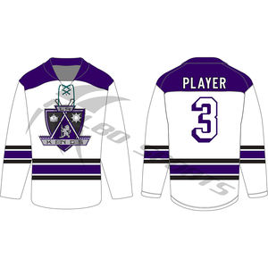 Maillots de hockey sur glace personnalisés équipe de jeunes personnalisée avec tissu durable et logo brodé maillot de hockey Spandex sublimation - Product Image 1