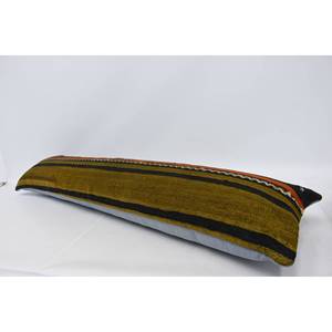 Oreiller Patchwork Kilim en laine brune Oreiller d'accent tissé de luxe 12x48 pouces avec literie portable à imprimé floral vintage pour Noël - Product Image 5