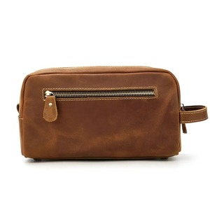 Bolso de cuero vintage ecológico para hombre, kit Dopp con cremallera Premium, organizador de viaje grande para afeitarse - Product Image 3