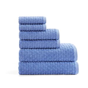 Ensemble de 6 serviettes en coton tissé compressé de luxe pour le bain, la plage, le yoga et le spa, serviettes douces pour hôtel, couleur unie, cadeau pour adultes - Product Image 1